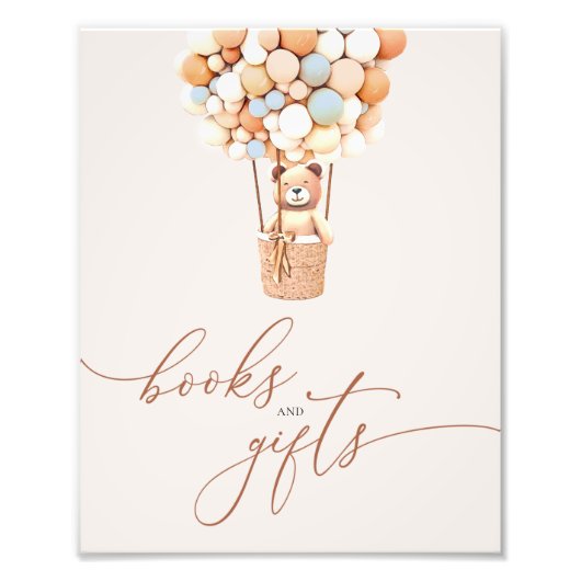 クマ風船の本とギフト赤ちゃんシャワーのサイン フォトプリント            (正面)