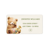 クマ魅力的とワイルドフラワーベビーシャワー ラベル (正面)