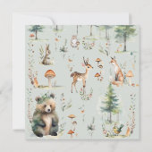 クマ鹿リスの森かわいい動物の赤ちゃんシャワー 招待状 (裏面)