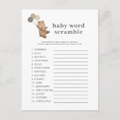 クマ3茶色のバルーン – ベビー言葉スクランブルゲーム ポストカード (正面)