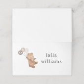 クマ3茶色のバルーン – 1歳の誕生日 プレイスカード (外部開封)