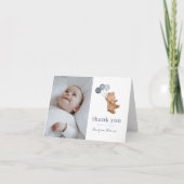 クマ3青いバルーン写真サンキューカード サンキューカード (正面)