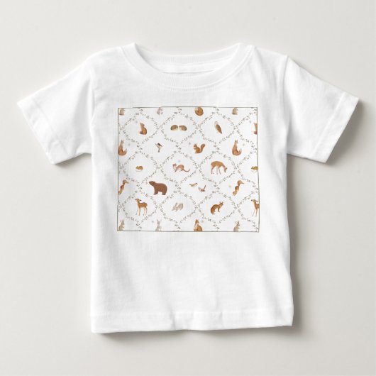 クマ うさぎ きつね 森の動物たち 森の子供たち ベビーTシャツ (正面)