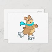 クマ アイススケート アイススケート ポストカード (正面/裏面)