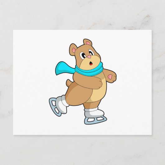 クマ アイススケート アイススケート ポストカード (正面)