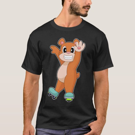 クマ インラインスケート スケート スポーツ Tシャツ (正面)