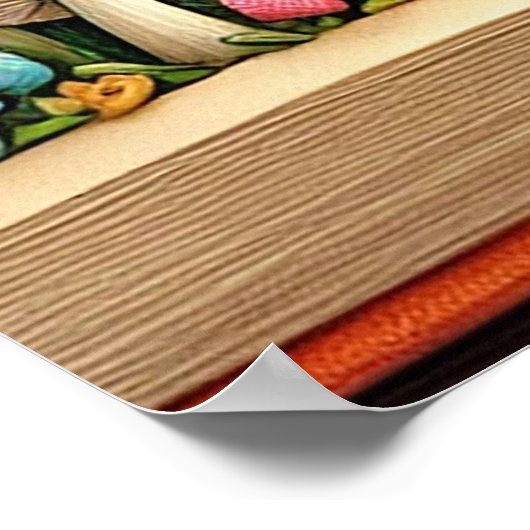 クマ、キツネ、ひまわりの森の風景 ポスター (角)