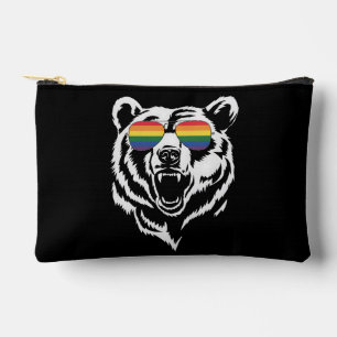 クマ ゲイ LGBTQ レインボー サングラス プライド フラッグ アクセサリーポーチ