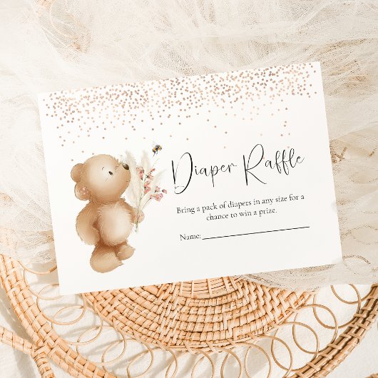 クマ&ザ・ビーおむつラッフルベビーシャワーゲーム エンクロージャーカード