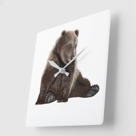 クマ スクエア壁時計 (傾斜)