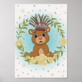 クマ ネイティブアメリカン ぬりえ 子供部屋 ポスター (正面)