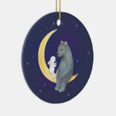 クマ&バニーオンザムーンカワイカップルカスタム セラミックオーナメント (右)