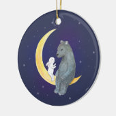 クマ&バニーオンザムーンカワイカップルカスタム セラミックオーナメント (左)