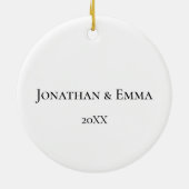 クマ&バニー読ズの本かわいいカップル名前をカスタムする セラミックオーナメント (裏面)