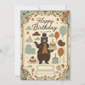 クマ&バルーン誕生日パレード 招待状 (正面)