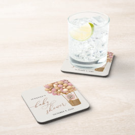 クマ、ピンク色の風船、熱気球、ベビーシャワー コースター