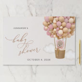 クマ、ピンク色の風船、熱気球、ベビーシャワー ペーパーパッド (インサイチュ)