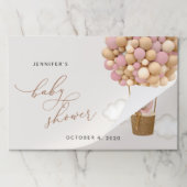 クマ、ピンク色の風船、熱気球、ベビーシャワー ペーパーパッド (折り畳み)