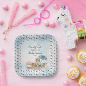 クマ |ブルーアンブレラバーリーウェイボーイベビー ペーパープレート (パーティー)