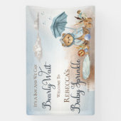 クマ |ブルーアンブレラバーリーウェイボーイベビー 横断幕 (縦)