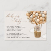 クマ、ベージュ風船、ベビーシャワーブックベビー エンクロージャーカード (正面)