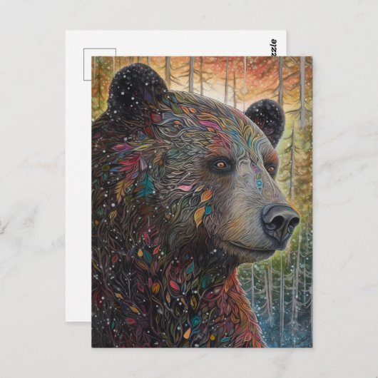 クマ ポストカード (正面/裏面)