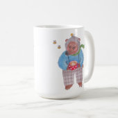 クマ、ミツバチとカプチーノ コーヒーマグカップ (正面右)