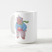 クマ、ミツバチとカプチーノ コーヒーマグカップ (正面左)