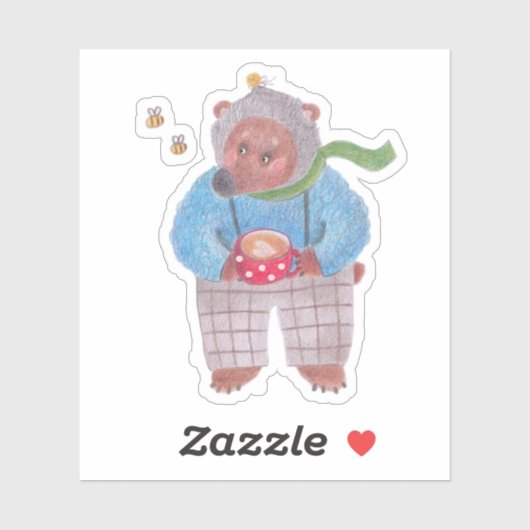 クマ、ミツバチとカプチーノ シール (シート)