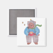 クマ、ミツバチとカプチーノ マグネット (正面/裏面)