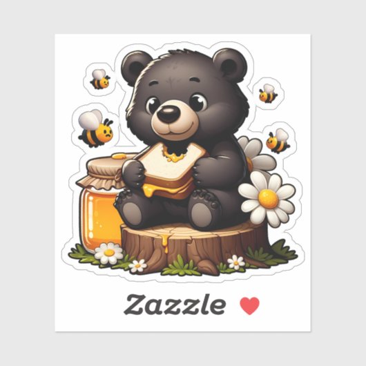 クマ、ミツバチ、蜂蜜 シール (シート)