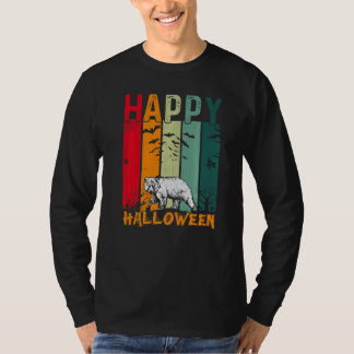 クマ 女子 男子 レトロ スタイル ハロウィン ディナー パーティー Tシャツ