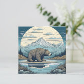 クマ、山、湖、満月Aiアート (スタンド正面)