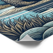 クマ、山、湖、満月Aiアート ポスター (角)