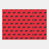 クマ、山、黒と赤のLumberjackセット ラッピングペーパーシート (正面2)