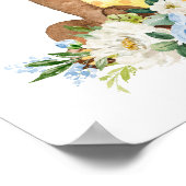 クマ、森林動物、ボホ、青い花 ポスター (角)