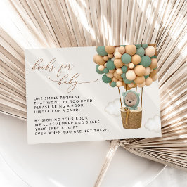 クマ、緑の風船、ベビー用の赤ちゃんシャワーブック エンクロージャーカード