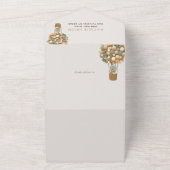 クマ、緑の風船、熱気球、赤ちゃんシャワー オールインワン招待状 (外側)