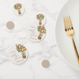 クマ、緑の風船、熱気球、赤ちゃんシャワー コンフェッティ