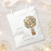 クマ、緑の風船、熱気球、赤ちゃんシャワー フェイバーバッグ (クリップ留めされた状態)