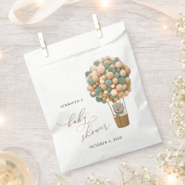 クマ、緑の風船、熱気球、赤ちゃんシャワー フェイバーバッグ