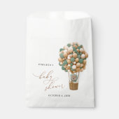 クマ、緑の風船、熱気球、赤ちゃんシャワー フェイバーバッグ (正面)