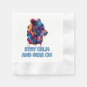 クマ 縁ありカクテルナプキン (正面)