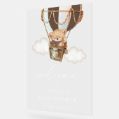 クマ、茶色の熱気球、赤ちゃんシャワーへようこそ アクリルサイン (傾斜)