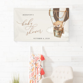 クマ、茶色の熱気球、赤ちゃんシャワーへようこそ 横断幕