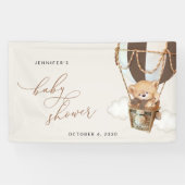 クマ、茶色の熱気球、赤ちゃんシャワーへようこそ 横断幕 (横)