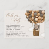 クマ、茶色の風船、ベビー用の赤ちゃんシャワーブック エンクロージャーカード (正面)