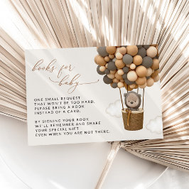 クマ、茶色の風船、ベビー用の赤ちゃんシャワーブック エンクロージャーカード