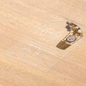 クマ、茶色の風船、熱気球、赤ちゃんシャワー アクリル招待状 (レイダウン)