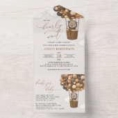 クマ、茶色の風船、熱気球、赤ちゃんシャワー オールインワン招待状 (内側)